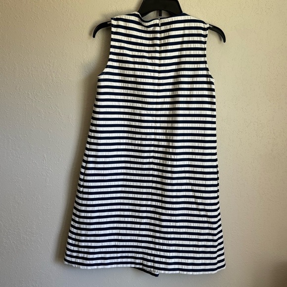 J McLaughlin Blue White Striped Sleeveless Shift Dress Womens XS Preppy Nautical - Picture 2 of 3